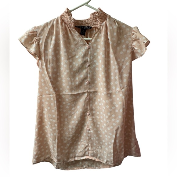 Love By Design Tops - NWT Pink Polka Dot Blouse